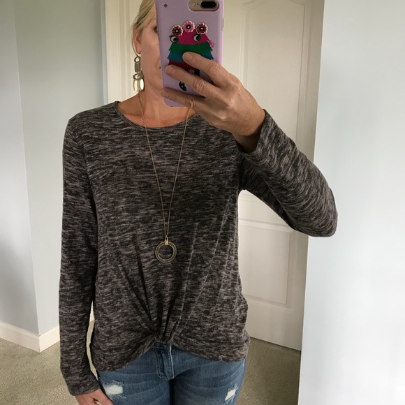 Twist Front Long Sleeve Top - Picture 2 of 6